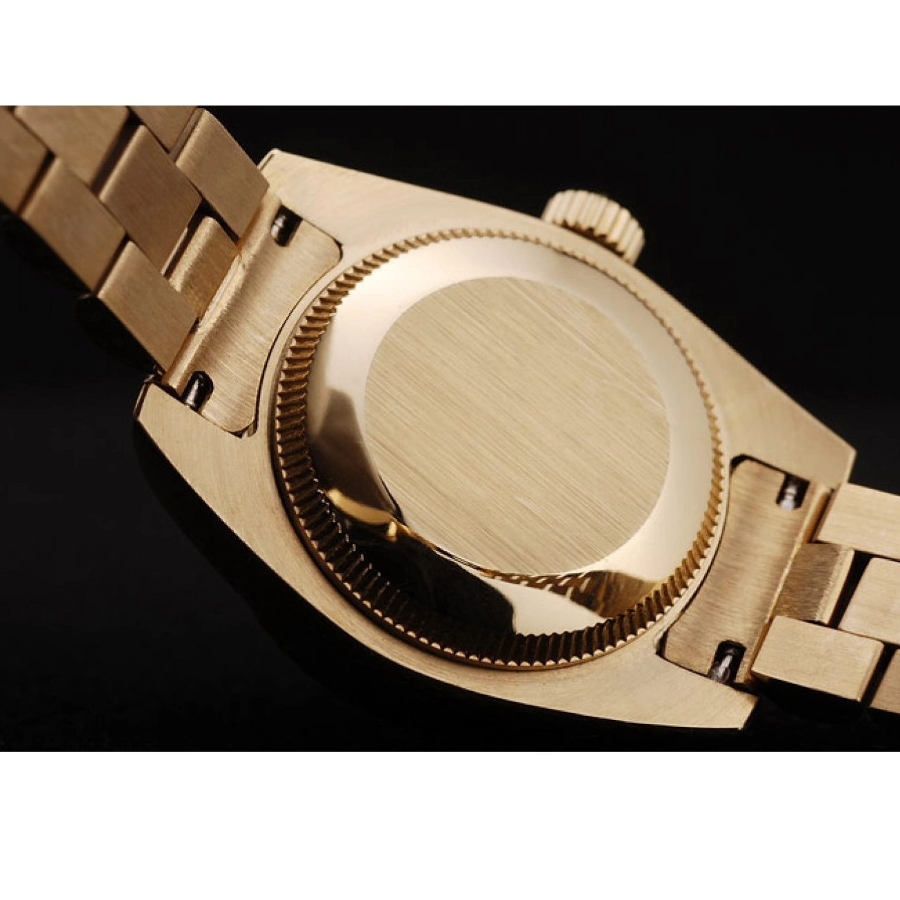 Aaa replica watch Dial Rolex Gold Ribbed Gold Pattern Bezel DateJust 0717